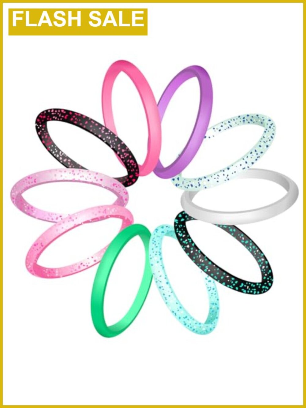 10 Pack Thin Silicone Rings Stackable Rubber Wedding Bands for Women
